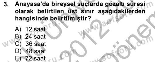 Temel İnsan Hakları Bilgisi 2 Dersi 2012 - 2013 Yılı (Final) Dönem Sonu Sınav Soruları 3. Soru