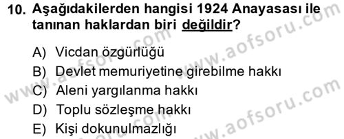 Temel İnsan Hakları Bilgisi 2 Dersi 2013 - 2014 Yılı (Final) Dönem Sonu Sınav Soruları 10. Soru
