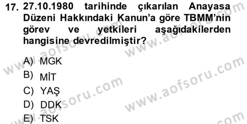 Temel İnsan Hakları Bilgisi 2 Dersi 2013 - 2014 Yılı (Final) Dönem Sonu Sınav Soruları 17. Soru