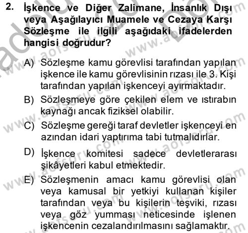 Temel İnsan Hakları Bilgisi 2 Dersi 2013 - 2014 Yılı (Final) Dönem Sonu Sınav Soruları 2. Soru