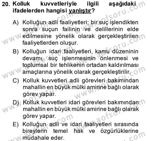 Temel İnsan Hakları Bilgisi 2 Dersi 2013 - 2014 Yılı (Final) Dönem Sonu Sınav Soruları 20. Soru