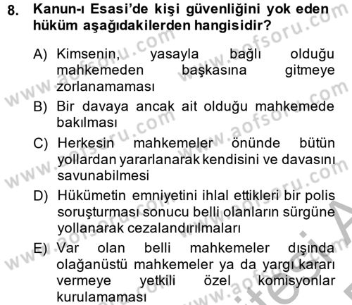 Temel İnsan Hakları Bilgisi 2 Dersi 2013 - 2014 Yılı (Final) Dönem Sonu Sınav Soruları 8. Soru