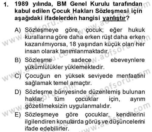 Temel İnsan Hakları Bilgisi 2 Dersi 2014 - 2015 Yılı (Vize) Ara Sınav Soruları 1. Soru