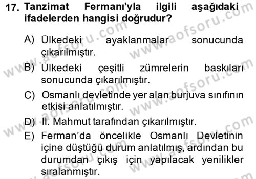 Temel İnsan Hakları Bilgisi 2 Dersi 2014 - 2015 Yılı (Vize) Ara Sınavı 17. Soru