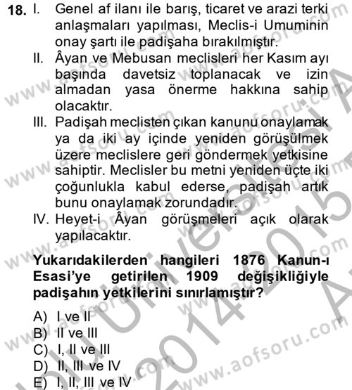 Temel İnsan Hakları Bilgisi 2 Dersi 2014 - 2015 Yılı (Vize) Ara Sınav Soruları 18. Soru