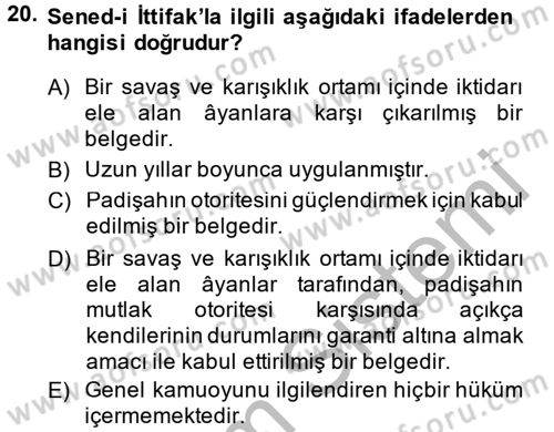 Temel İnsan Hakları Bilgisi 2 Dersi 2014 - 2015 Yılı (Vize) Ara Sınav Soruları 20. Soru