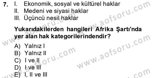 Temel İnsan Hakları Bilgisi 2 Dersi 2014 - 2015 Yılı (Vize) Ara Sınav Soruları 7. Soru