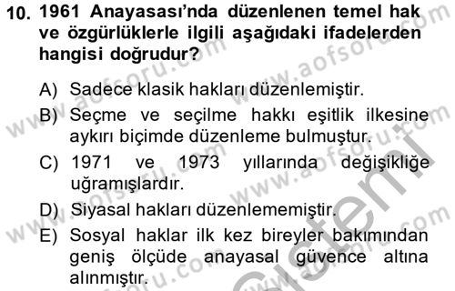 Temel İnsan Hakları Bilgisi 2 Dersi 2014 - 2015 Yılı (Final) Dönem Sonu Sınav Soruları 10. Soru