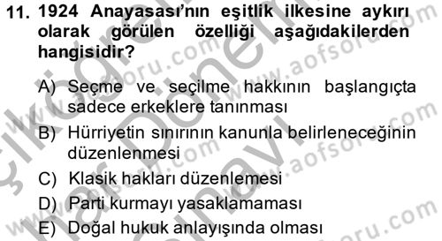 Temel İnsan Hakları Bilgisi 2 Dersi 2014 - 2015 Yılı (Final) Dönem Sonu Sınav Soruları 11. Soru
