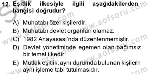 Temel İnsan Hakları Bilgisi 2 Dersi 2014 - 2015 Yılı (Final) Dönem Sonu Sınav Soruları 12. Soru