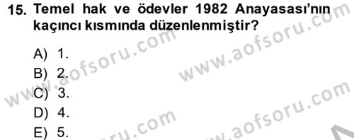 Temel İnsan Hakları Bilgisi 2 Dersi 2014 - 2015 Yılı (Final) Dönem Sonu Sınav Soruları 15. Soru