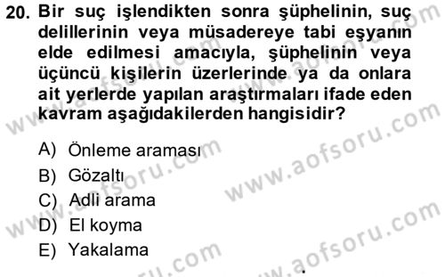 Temel İnsan Hakları Bilgisi 2 Dersi 2014 - 2015 Yılı (Final) Dönem Sonu Sınav Soruları 20. Soru