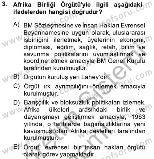 Temel İnsan Hakları Bilgisi 2 Dersi 2014 - 2015 Yılı (Final) Dönem Sonu Sınav Soruları 3. Soru