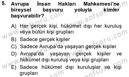 Temel İnsan Hakları Bilgisi 2 Dersi 2014 - 2015 Yılı (Final) Dönem Sonu Sınav Soruları 5. Soru