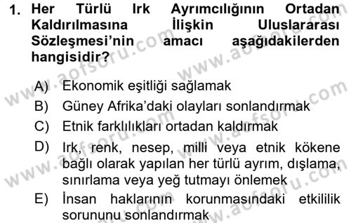 Temel İnsan Hakları Bilgisi 2 Dersi 2015 - 2016 Yılı (Vize) Ara Sınav Soruları 1. Soru