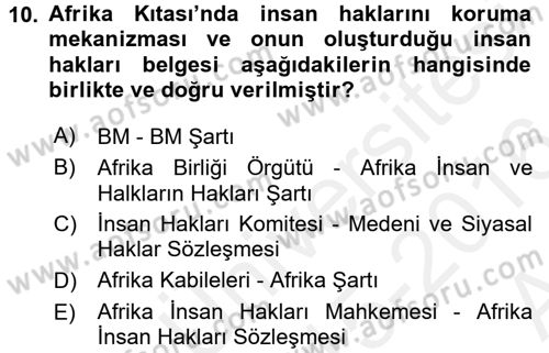 Temel İnsan Hakları Bilgisi 2 Dersi 2015 - 2016 Yılı (Vize) Ara Sınav Soruları 10. Soru