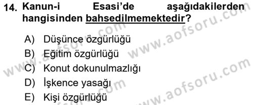 Temel İnsan Hakları Bilgisi 2 Dersi 2015 - 2016 Yılı (Vize) Ara Sınav Soruları 14. Soru