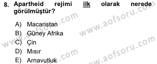 Temel İnsan Hakları Bilgisi 2 Dersi 2015 - 2016 Yılı (Vize) Ara Sınav Soruları 8. Soru