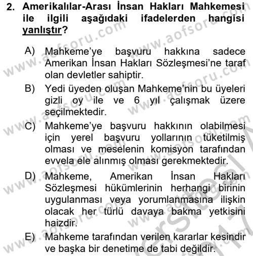 Temel İnsan Hakları Bilgisi 2 Dersi 2016 - 2017 Yılı (Vize) Ara Sınav Soruları 2. Soru