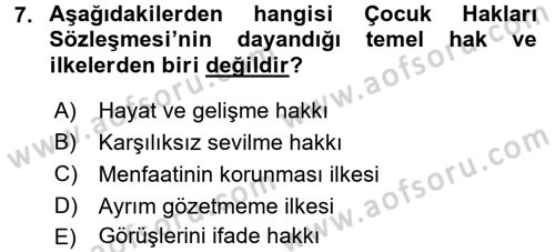Temel İnsan Hakları Bilgisi 2 Dersi 2016 - 2017 Yılı (Vize) Ara Sınav Soruları 7. Soru