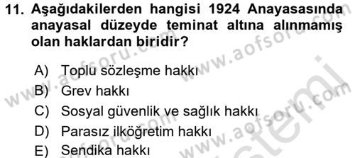 Temel İnsan Hakları Bilgisi 2 Dersi 2016 - 2017 Yılı (Final) Dönem Sonu Sınavı 11. Soru