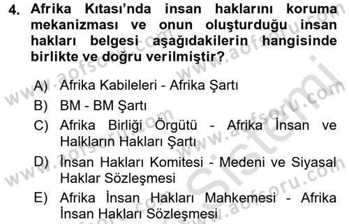 Temel İnsan Hakları Bilgisi 2 Dersi 2016 - 2017 Yılı (Final) Dönem Sonu Sınavı 4. Soru