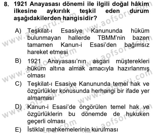 Temel İnsan Hakları Bilgisi 2 Dersi 2016 - 2017 Yılı (Final) Dönem Sonu Sınavı 8. Soru