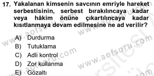 Temel İnsan Hakları Bilgisi 2 Dersi 2017 - 2018 Yılı 3 Ders Sınavı 17. Soru