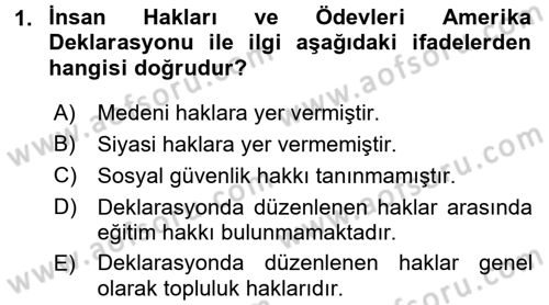 Temel İnsan Hakları Bilgisi 2 Dersi 2017 - 2018 Yılı (Vize) Ara Sınav Soruları 1. Soru