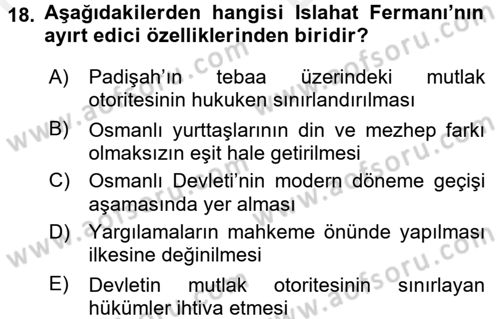 Temel İnsan Hakları Bilgisi 2 Dersi 2017 - 2018 Yılı (Vize) Ara Sınav Soruları 18. Soru