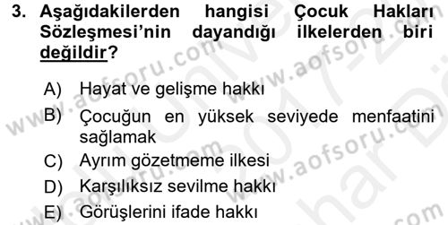Temel İnsan Hakları Bilgisi 2 Dersi 2017 - 2018 Yılı (Vize) Ara Sınav Soruları 3. Soru