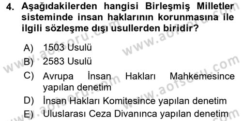Temel İnsan Hakları Bilgisi 2 Dersi 2017 - 2018 Yılı (Vize) Ara Sınav Soruları 4. Soru