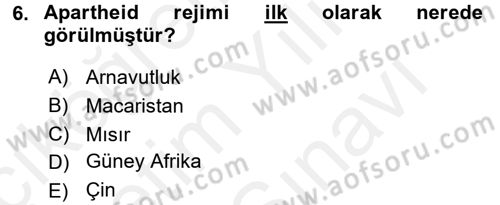 Temel İnsan Hakları Bilgisi 2 Dersi 2017 - 2018 Yılı (Vize) Ara Sınav Soruları 6. Soru