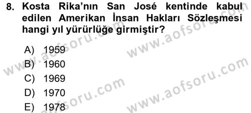 Temel İnsan Hakları Bilgisi 2 Dersi 2017 - 2018 Yılı (Vize) Ara Sınav Soruları 8. Soru