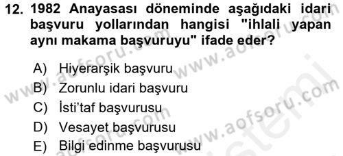 Temel İnsan Hakları Bilgisi 2 Dersi 2017 - 2018 Yılı (Final) Dönem Sonu Sınav Soruları 12. Soru