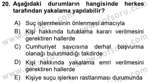 Temel İnsan Hakları Bilgisi 2 Dersi 2017 - 2018 Yılı (Final) Dönem Sonu Sınav Soruları 20. Soru