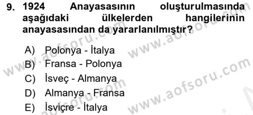 Temel İnsan Hakları Bilgisi 2 Dersi 2017 - 2018 Yılı (Final) Dönem Sonu Sınav Soruları 9. Soru