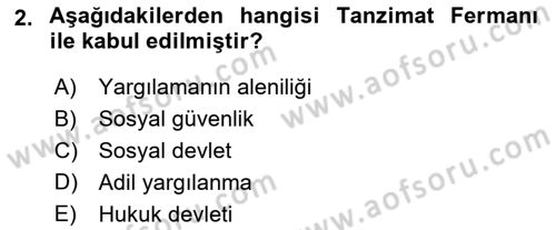 Anayasa Hukukuna Giriş Dersi 2020 - 2021 Yılı Yaz Okulu Sınavı 2. Soru