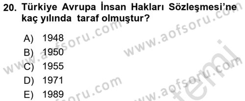 Anayasa Hukukuna Giriş Dersi 2021 - 2022 Yılı (Vize) Ara Sınavı 20. Soru