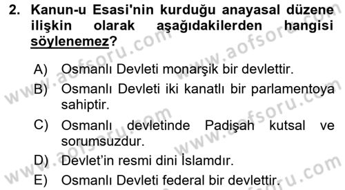 Anayasa Hukukuna Giriş Dersi 2022 - 2023 Yılı (Vize) Ara Sınavı 2. Soru