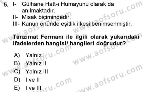 Anayasa Hukukuna Giriş Dersi 2022 - 2023 Yılı (Vize) Ara Sınavı 5. Soru