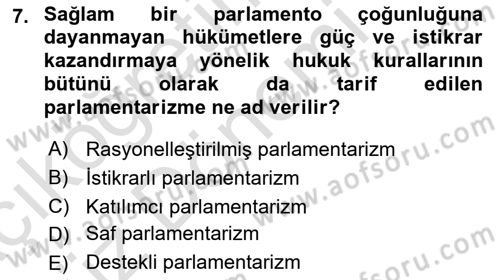 Anayasa Hukukuna Giriş Dersi 2022 - 2023 Yılı (Vize) Ara Sınavı 7. Soru