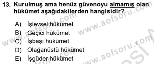 Anayasa Hukukuna Giriş Dersi 2022 - 2023 Yılı Yaz Okulu Sınavı 13. Soru