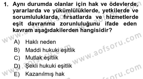 Anayasa Hukukuna Giriş Dersi 2023 - 2024 Yılı (Vize) Ara Sınavı 1. Soru