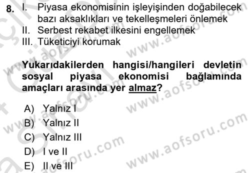 Anayasa Hukukuna Giriş Dersi 2023 - 2024 Yılı (Vize) Ara Sınavı 8. Soru