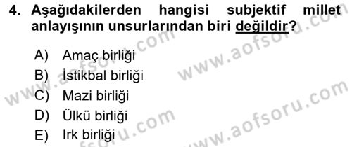 Anayasa Hukukuna Giriş Dersi 2023 - 2024 Yılı (Final) Dönem Sonu Sınavı 4. Soru