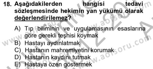 Sağlık Hukuku Dersi 2012 - 2013 Yılı (Vize) Ara Sınav Soruları 18. Soru