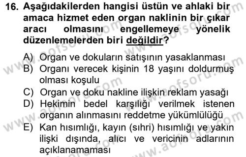 Sağlık Hukuku Dersi 2012 - 2013 Yılı (Final) Dönem Sonu Sınav Soruları 16. Soru