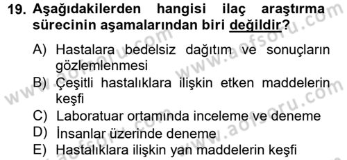 Sağlık Hukuku Dersi 2012 - 2013 Yılı (Final) Dönem Sonu Sınav Soruları 19. Soru