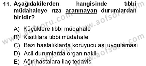 Sağlık Hukuku Dersi 2013 - 2014 Yılı (Vize) Ara Sınav Soruları 11. Soru